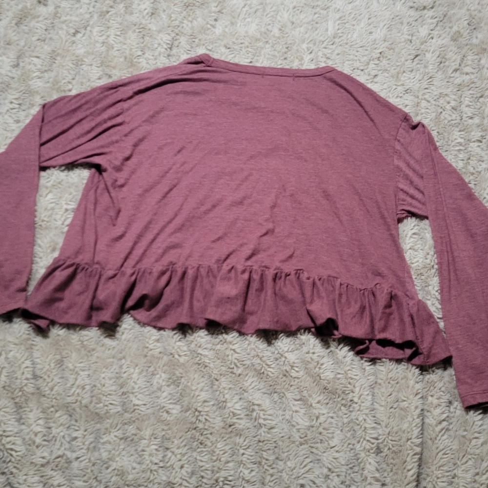 🌞Truly Madly Deeply Mauve Ruffle Long Sleeve Top Sz Medium - Picture 3 of 5